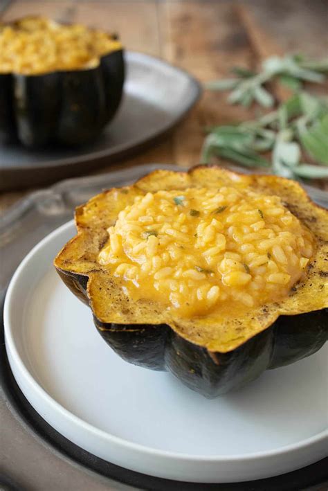 Pumpkin Risotto Stuffed Acorn Squash Culinary Ginger