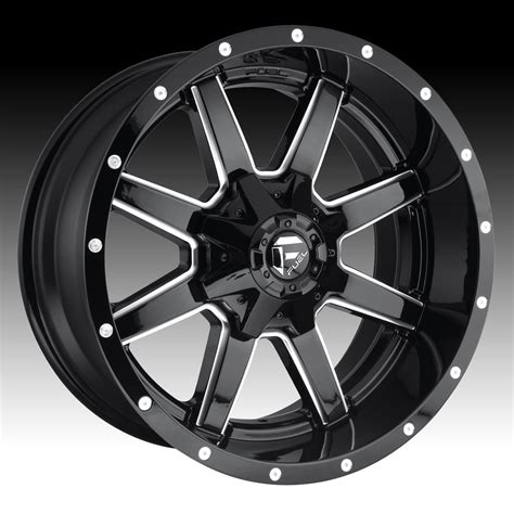 Fuel Maverick D610 Gloss Black Milled Custom Truck Wheels Rims Fuel 1pc Custom Wheels Express