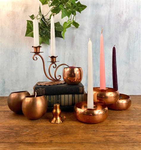 Vintage Copper Candle Holders For Votive And Taper Candles Etsy