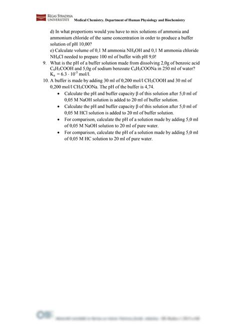 Solution Buffer Solution Calculations Studypool