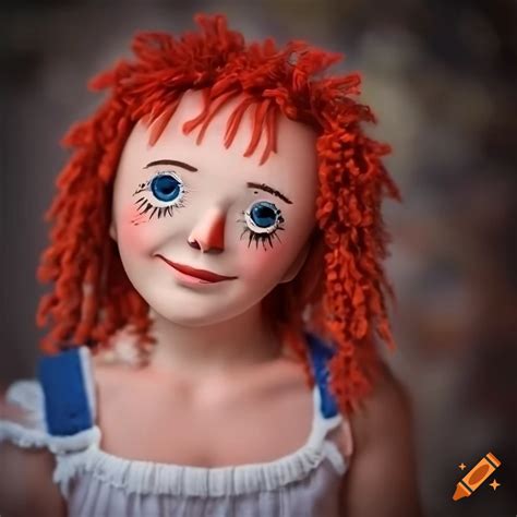 Close Up Portrait Of Raggedy Ann Doll With A Big Smile On Craiyon