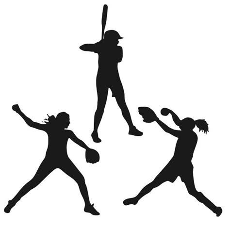 Softball Girls Silhouette Figures Cuttable Design Png Dxf Svg Etsy