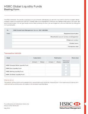 Fillable Online Hsbc Global Liquidity Funds Fax Email Print Pdffiller