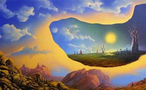 Portal Painting To Another Dimension Surreal Landscape Stable