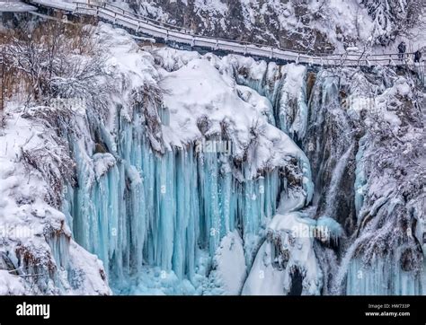 Plitvice lakes winter landscape Stock Photo - Alamy