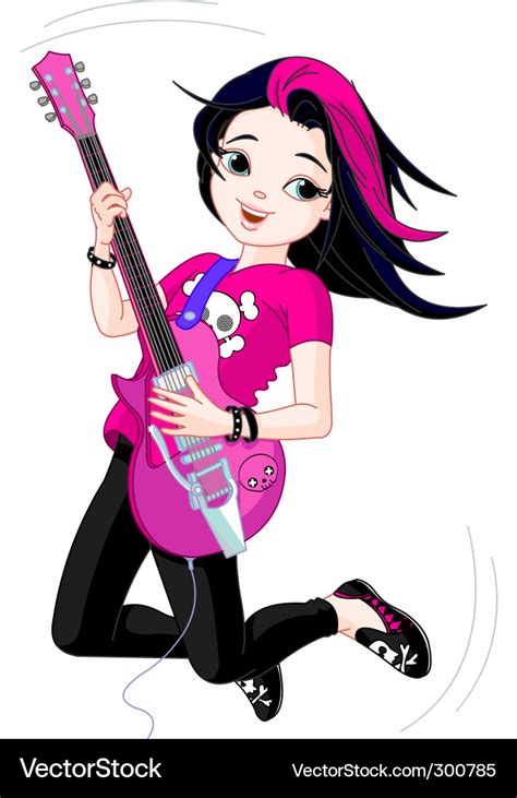 Rock Star Girl Playing Guitar Royalty Free Vector Image