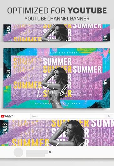 Blue Colorful Summer Vibe Youtube Premium Social Media Template Psd