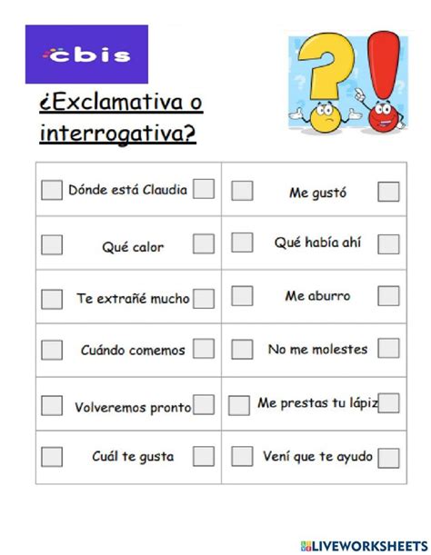 Oraciones Interrogativas Y Exclamativas Interactive Activity