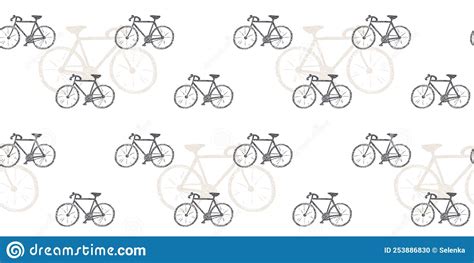 Vector Seamless Pattern With Bicycles Stock Vector Illustration Of