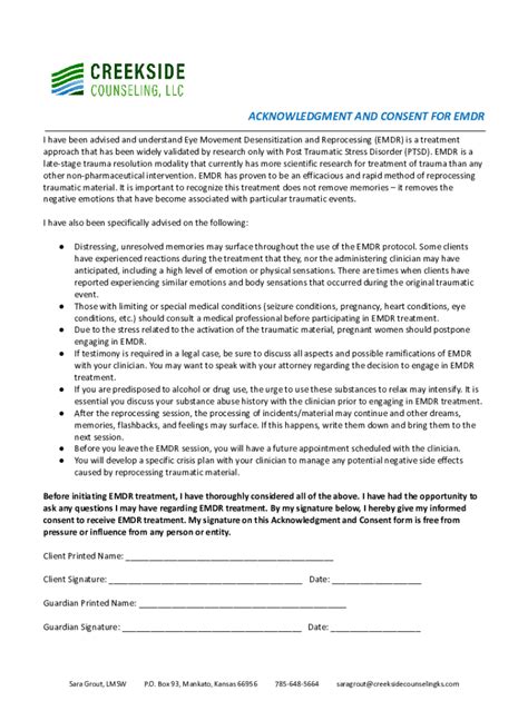 Fillable Online Emdr Acknowledgment And Consent Form Fax Email Print Pdffiller