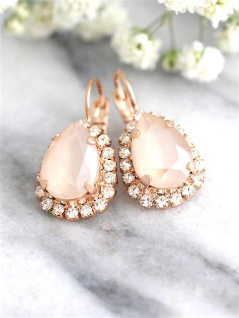 Ivory Cream Earrings Nude Ivory Bridal Earrings Bridal Etsy