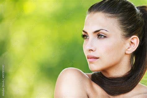 Naked Woman Beautiful Dark Haired Serious Stock Photo Adobe Stock