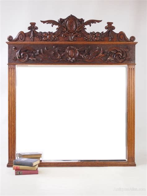 Antiques Atlas Large Victorian Carved Oak Overmantle Mirror