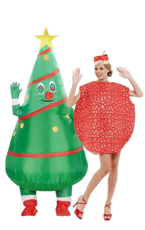 Inflatable Christmas Tree And Bauble Couples Costume