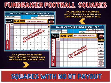 Editable Football Fundraiser Squares Edit Team Fundraiser Name