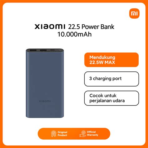 Official Xiaomi 22 5W Power Bank 10000mAh Pengisian Cepat 22 5W MAX