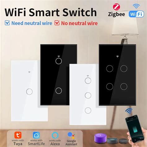 Interruptor De Pared Inteligente TNCE Tuya Wifi Zigbee RF433 US 1 2 3 4