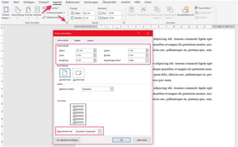 Seitenr Nder In Word So Stellen Sie R Nder Satzspiegel Ein