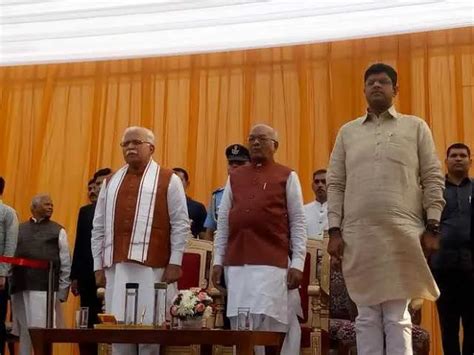 Manohar Lal Khattar Sworn In As Haryana Cm Dushyant Chautala Takes