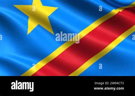 Realistic Flag Of Congo Democratic Republic Seamless Looping With