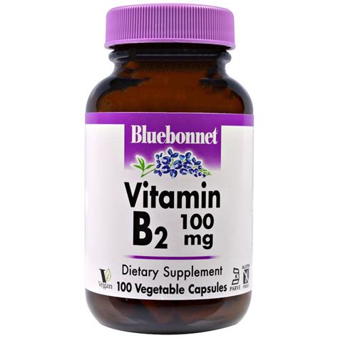 Bluebonnet Vitamin B2 100 Mg 100 Vegetable Capsules