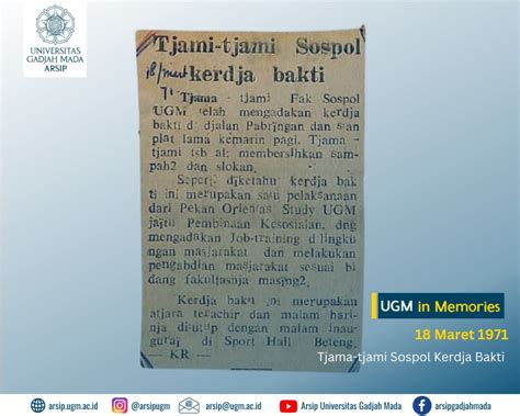 18 Maret 1971 Arsip UGM