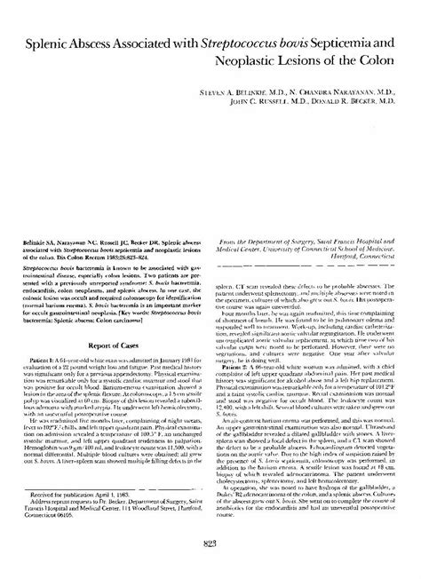 (PDF) Splenic abscess associated withStreptococcus bovis septicemia and ...