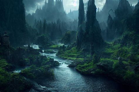 Fantasy Landscapes Elven City Digital Print Screen Saver Fantasy Art