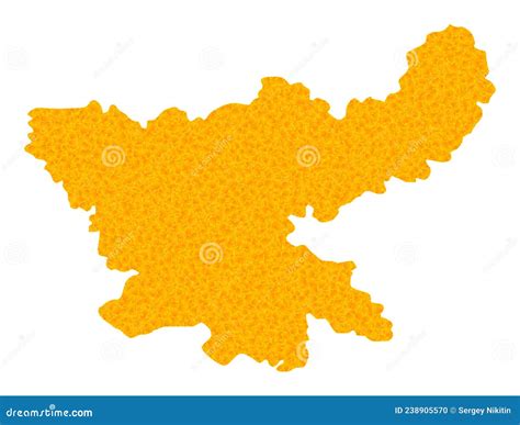 Golden Vector Map Of Jharkhand State Stock Vector Illustration Of