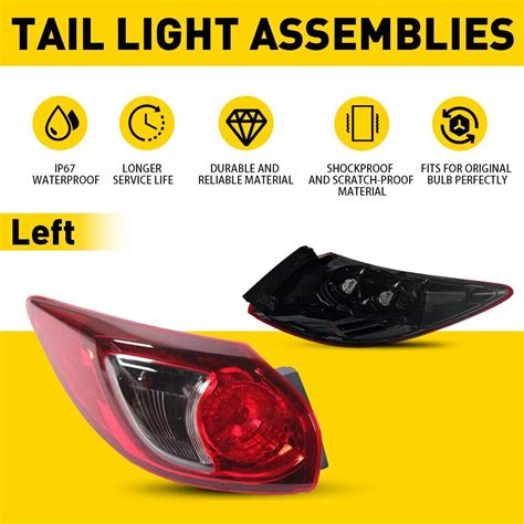 LH Driver Side Tail Light Outer Body Mounted Bulb Type For 2013 2015