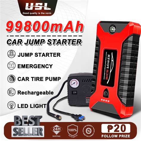 Mah V Portable Car Jump Starter Power Bank With Air Pump Engine