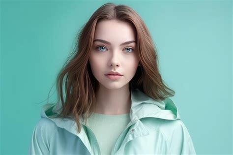 Premium Ai Image Stylish European Brunette Woman Posing