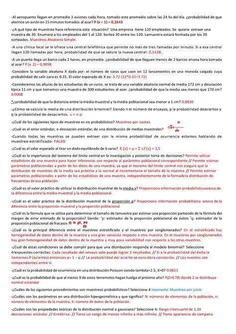 Estadística preguntero 2do parcial Al aeropuerto llegan en promedio 3