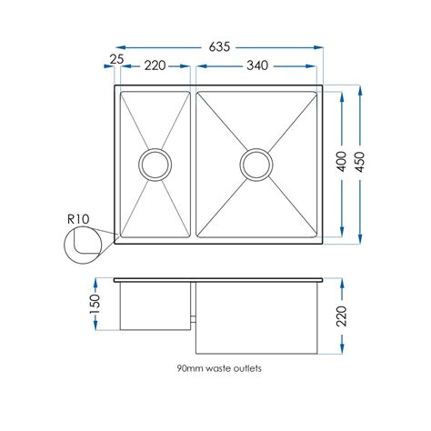 Burazzo Undermount 1 34 Bowl Sink 635mm Casa Lusso