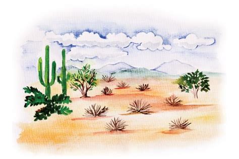 Desert Scene in Watercolor SVG Cut file by Creative Fabrica Crafts ...