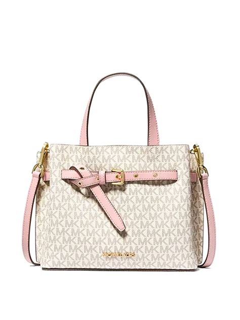 Michael Kors Emilia Small Satchel Signature Powder Blush Averand