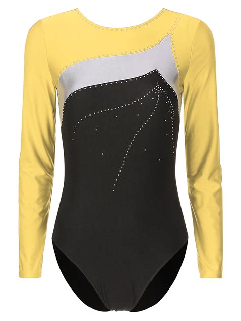 Inhzoy Womens Long Sleeves Gymnastics Leotard Shiny Metallic Biketards