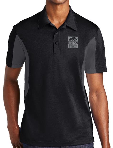 Rhino Tactical Defense Performance Polo Black With Grey Panels Rhino