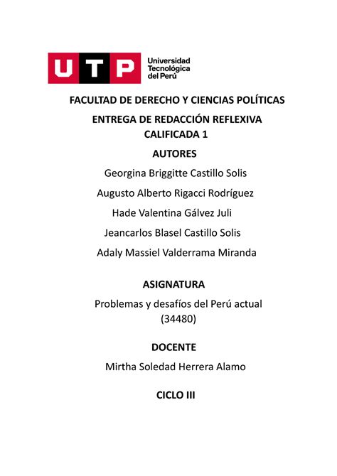 Entrega DE Redacción Reflexiva Calificada 1 Desafíos y Problemas en