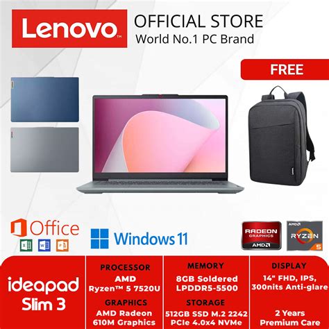 Jual Lenovo Ideapad Slim Amn Amd Ryzen U Gb Gb W Ohs