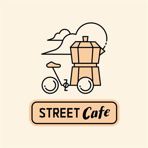 Premium Vector Street Cafe Logo With Moka Pot Bike