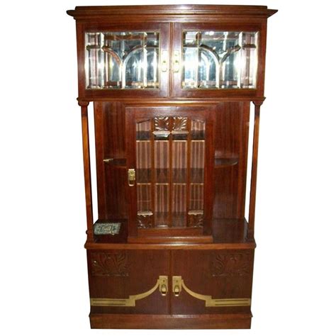 Antique Mahogany Display Cabinets With Glass Doors