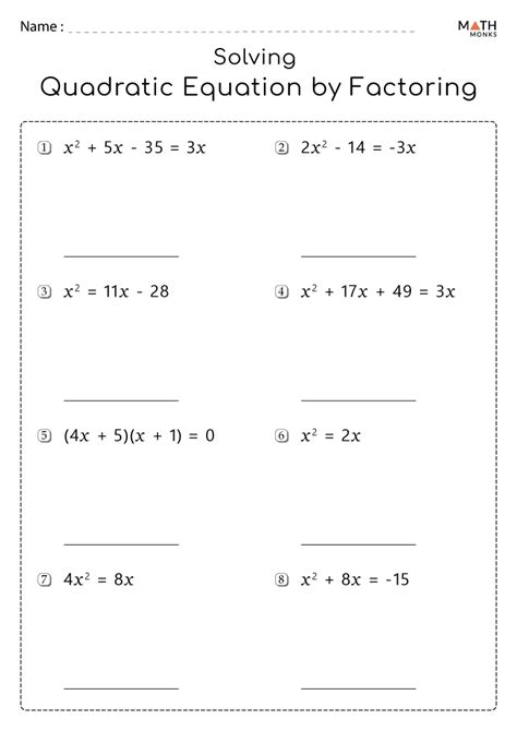 Factoring Worksheets Math Monks