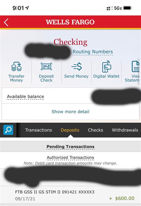 Gss Ii Deposited This Morning Wells Fargo Checking In Rstimuluscheck