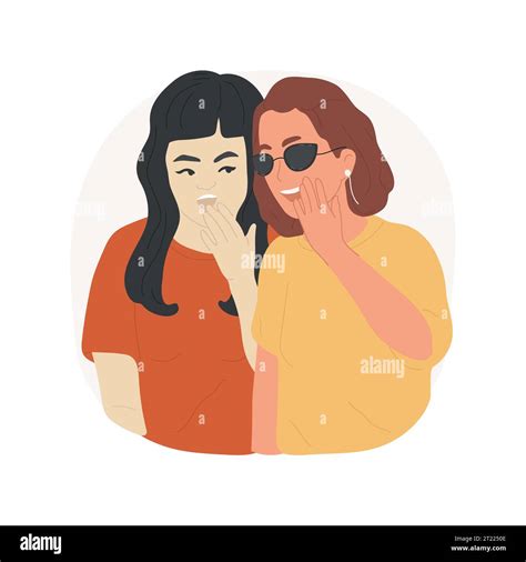 Gossiping Isolated Cartoon Vector Illustration Beautiful Girls Sharing