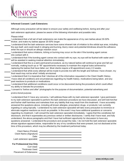 40 Printable Eyelash Extension Consent Forms 100 Free