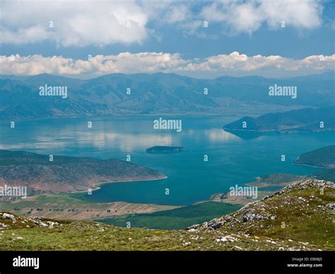 View Of Lake Prespa In Galicica National Park Fyr Macedonia Showing