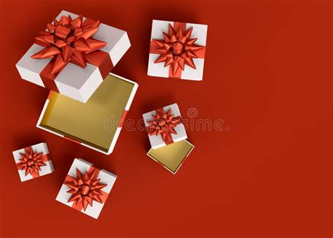 Gift Boxes With Ribbon And Bow For Merry Christmas Flying And Falling