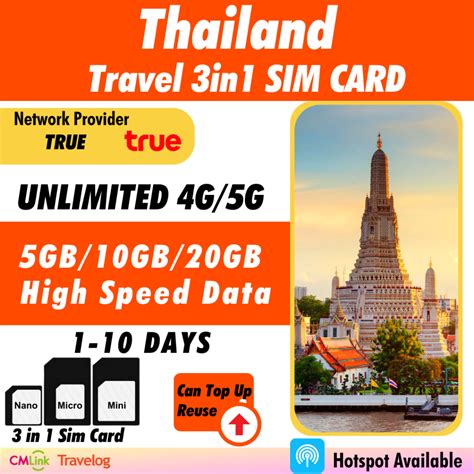 Thailand Physical Sim Days High Speed Unlimited Data G Travel