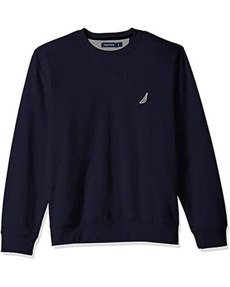 Nautica Basic Crew Neck Fleece Sweatshirt In Blue For Men Lyst